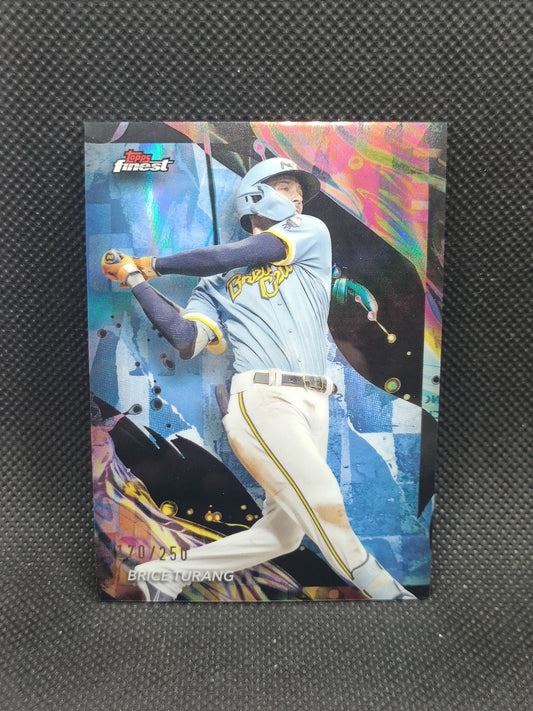 Brice Turang - 2024 Topps Finest Sky Blue Refractor /250 - Milwaukee Brewers