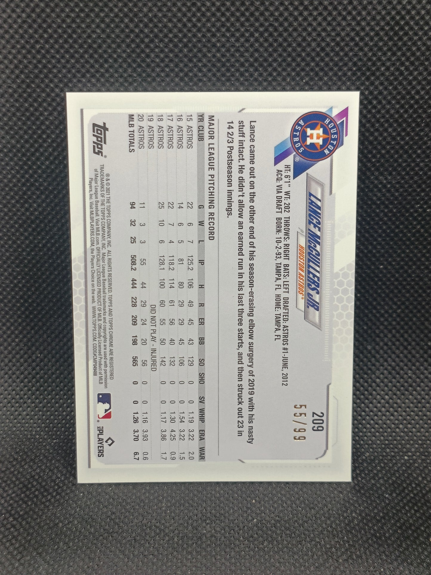 Lance McCullers Jr - 2021 Topps Chrome Ben Baller Edition Green Refractor /99 - Houston Astros