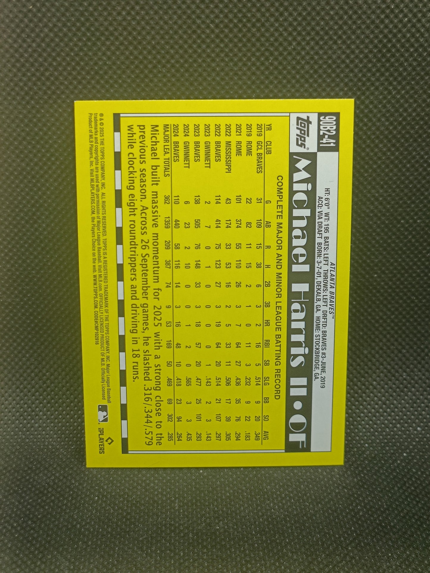 Michael Harris II - 2025 Topps Series Two 1990 Insert - Atlanta Braves