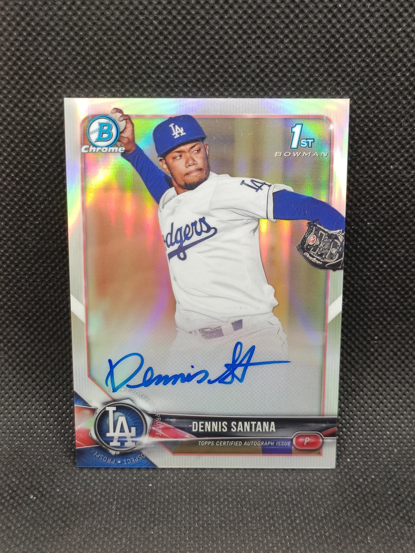 Dennis Santana - 2018 Bowman Chrome 1st Bowman Auto Refractor /499 - LA Dodgers