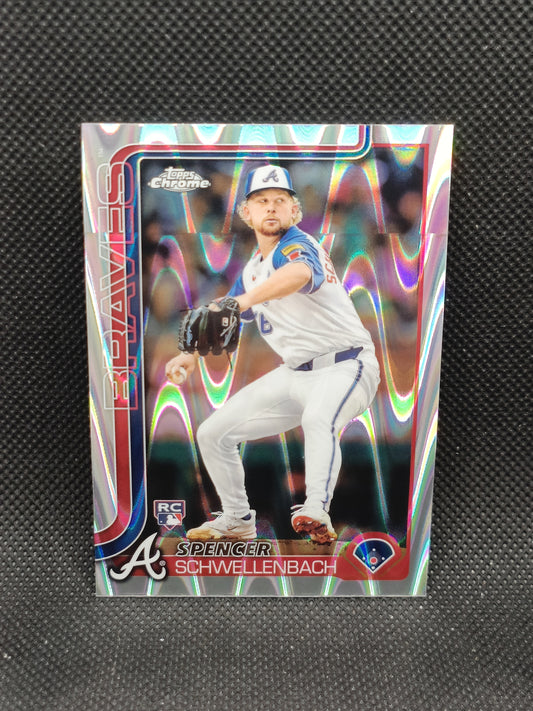 Spencer Schwellenbach - 2025 Topps Chrome Rookie RayWave Refractor - Atlanta Braves
