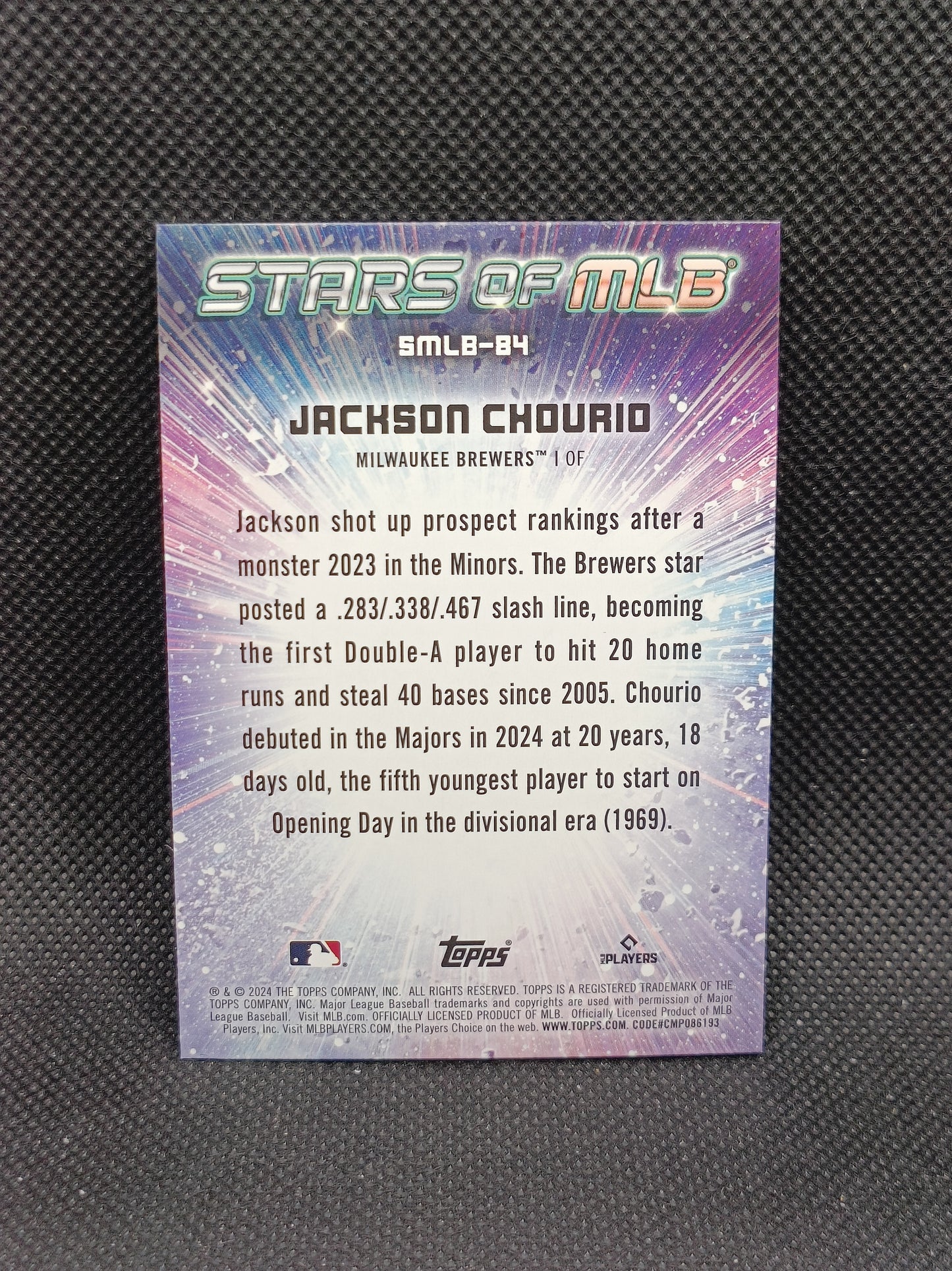 Jackson Chourio - 2024 Topps Update Series Stars Of MLB Rookie - Milwaukee Brewers