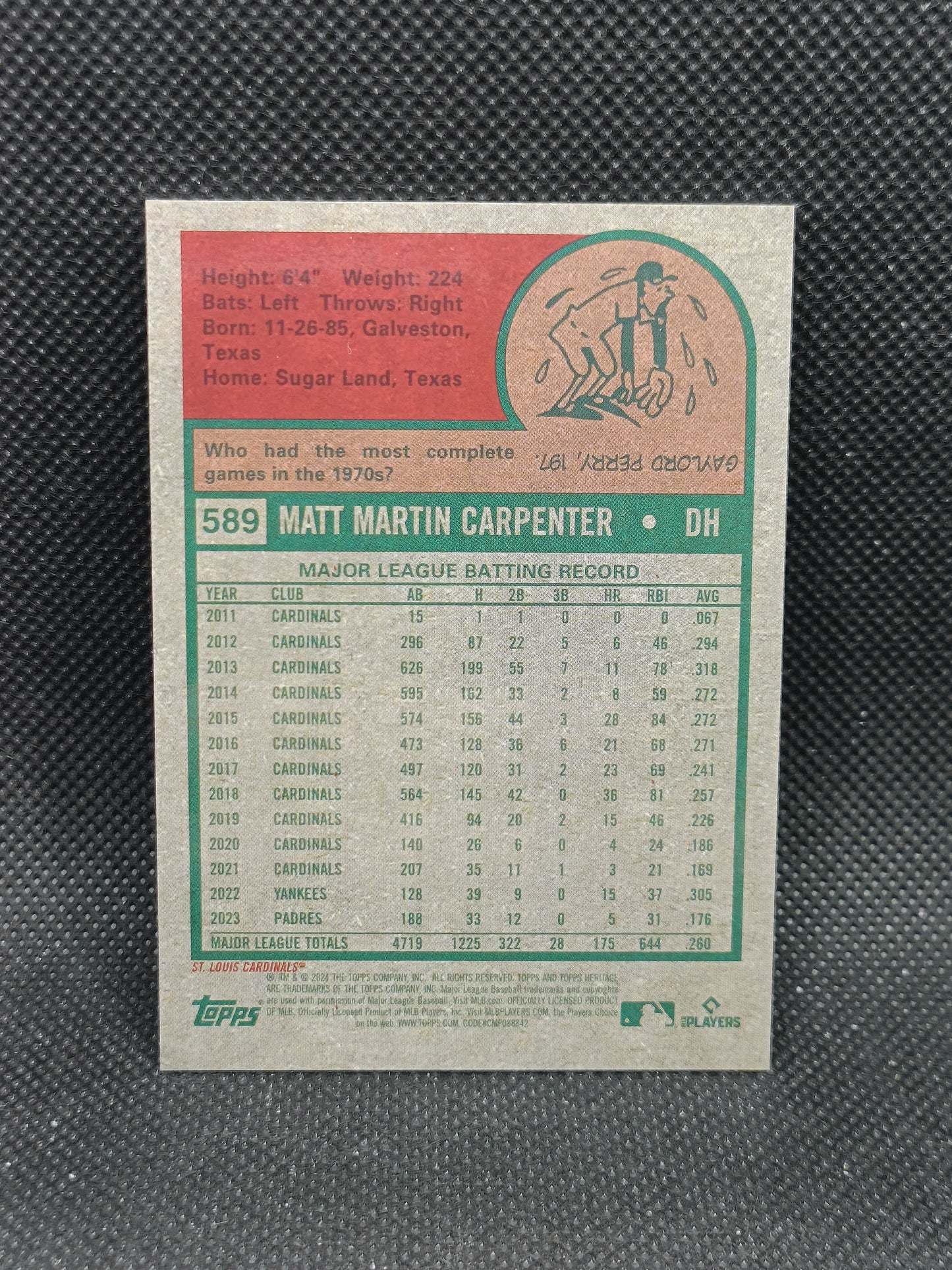 Matt Carpenter - 2024 Topps Heritage High Number Chrome /699 - St Louis Cardinals