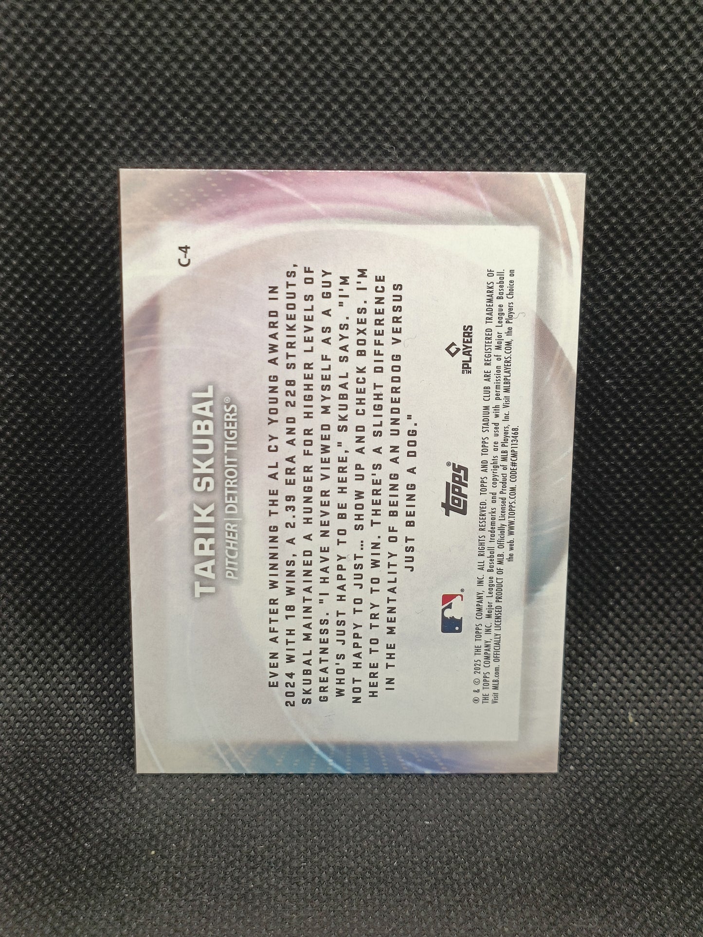 Tarik Skubal - 2025 Topps Stadium Club Concentration Insert - Detroit Tigers