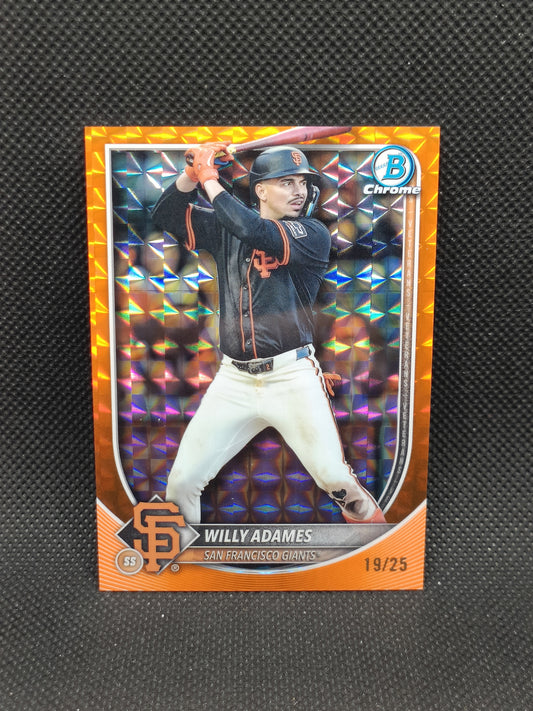 Willy Adames - 2025 Bowman Chrome Orange Geometric Refractor /25 - San Francisco Giants