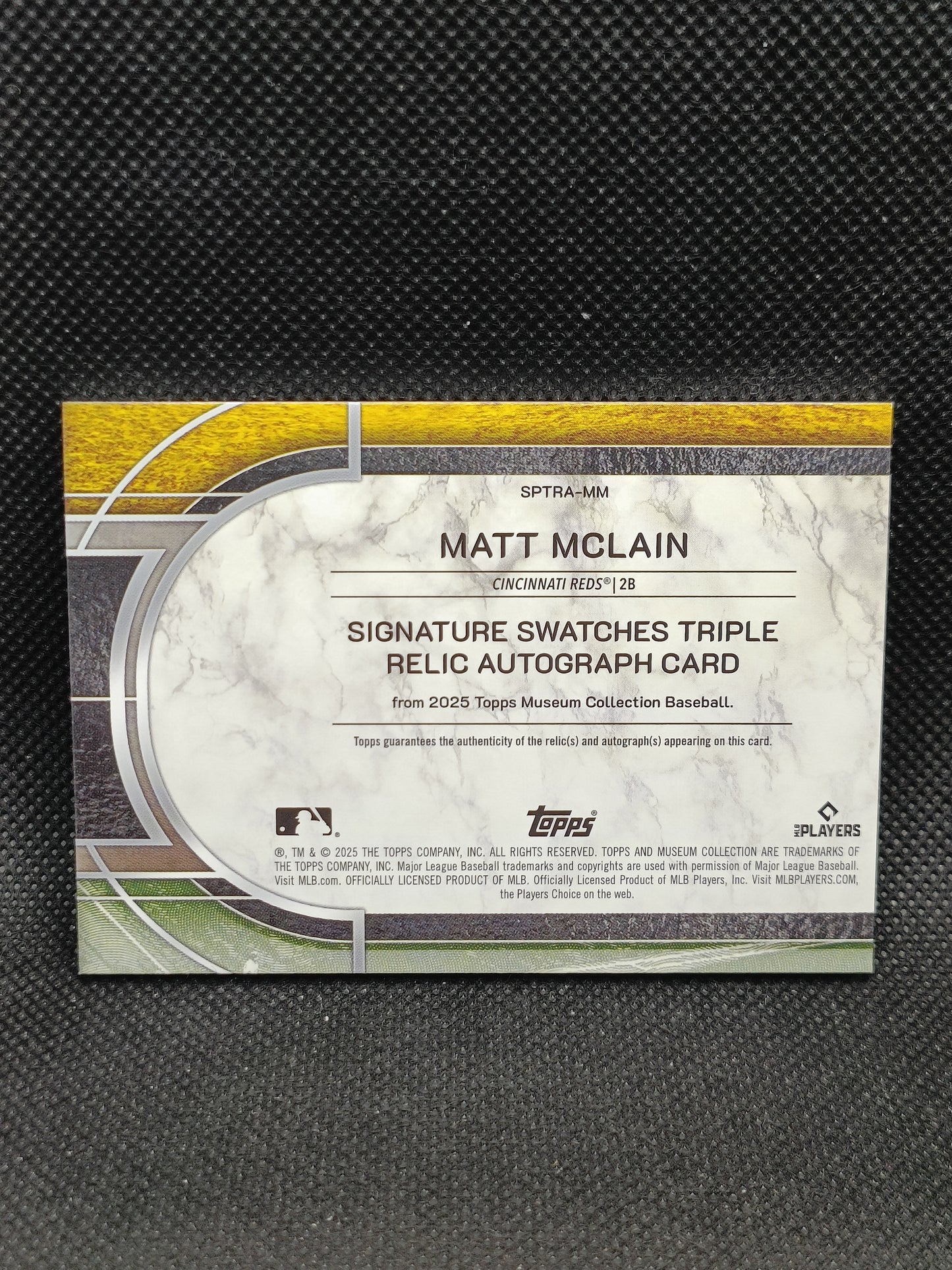 Matt McLain - 2025 Topps Museum Triple Relic Auto Amethyst /75 - Cincinnati Reds