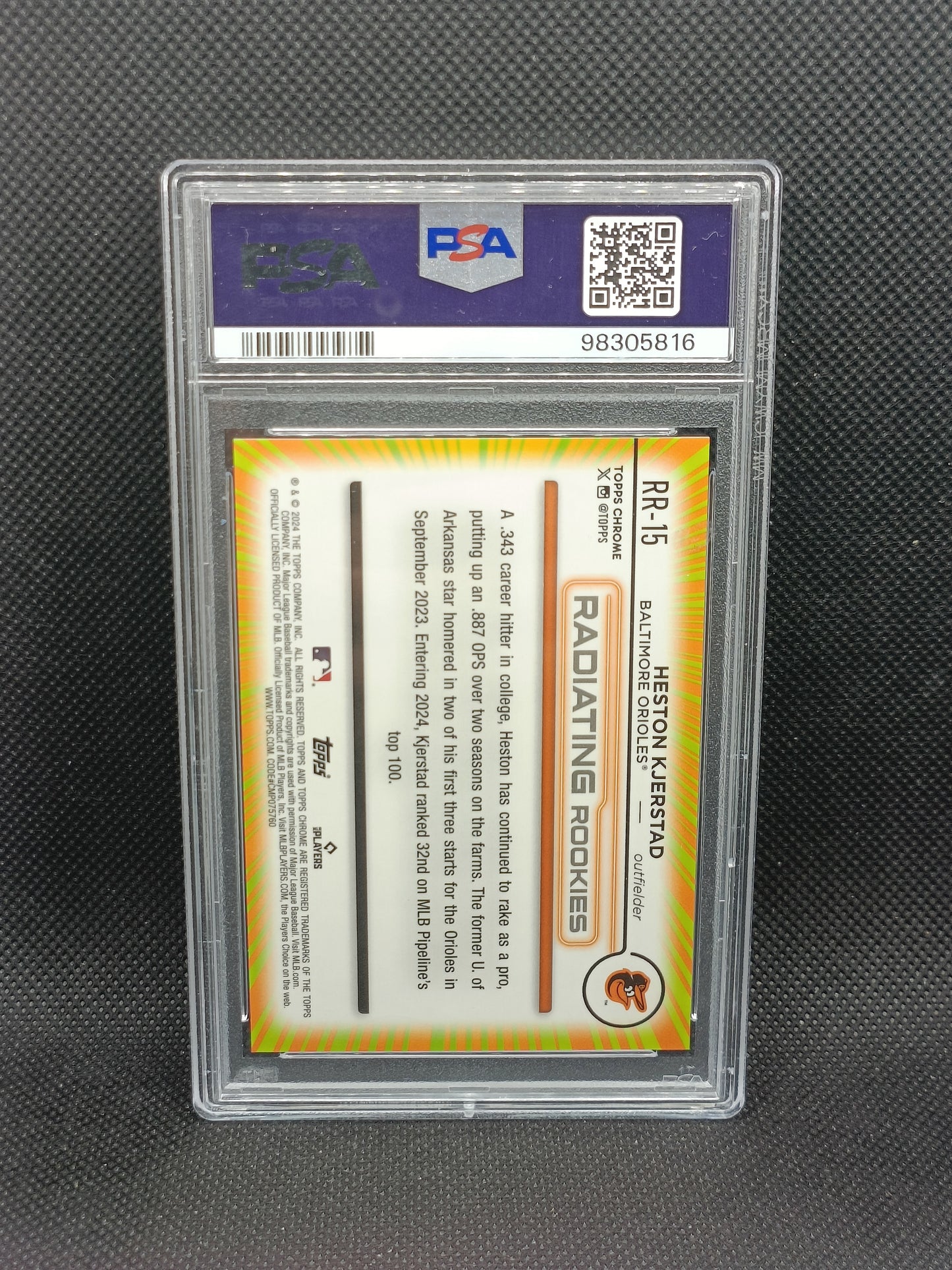 Heston Kjerstad - 2024 Topps Chrome Radiating Rookies - PSA 10 - Baltimore Orioles
