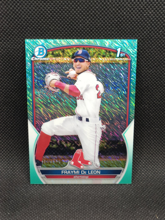 Fraymi De Leon - 2023 Bowman Chrome 1st Bowman Aqua Shimmer Refractor /125 - Boston Red Sox