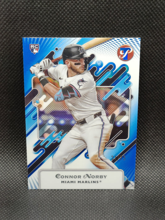 Connor Norby - 2025 Topps Pristine Rookie Blue Refractor /75 - Miami Marlins