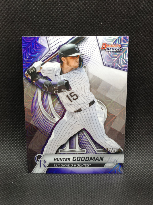 Hunter Goodman - 2025 Bowman's Best Purple Mojo Refractor /250 - Colorado Rockies