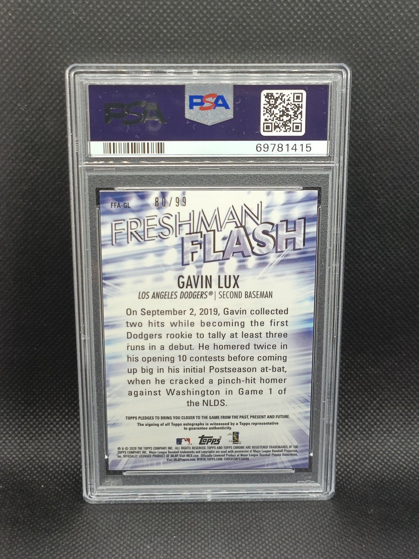Gavin Lux - 2020 Topps Chrome Freshman Flash Rookie Auto /99 - PSA 9 - LA Dodgers