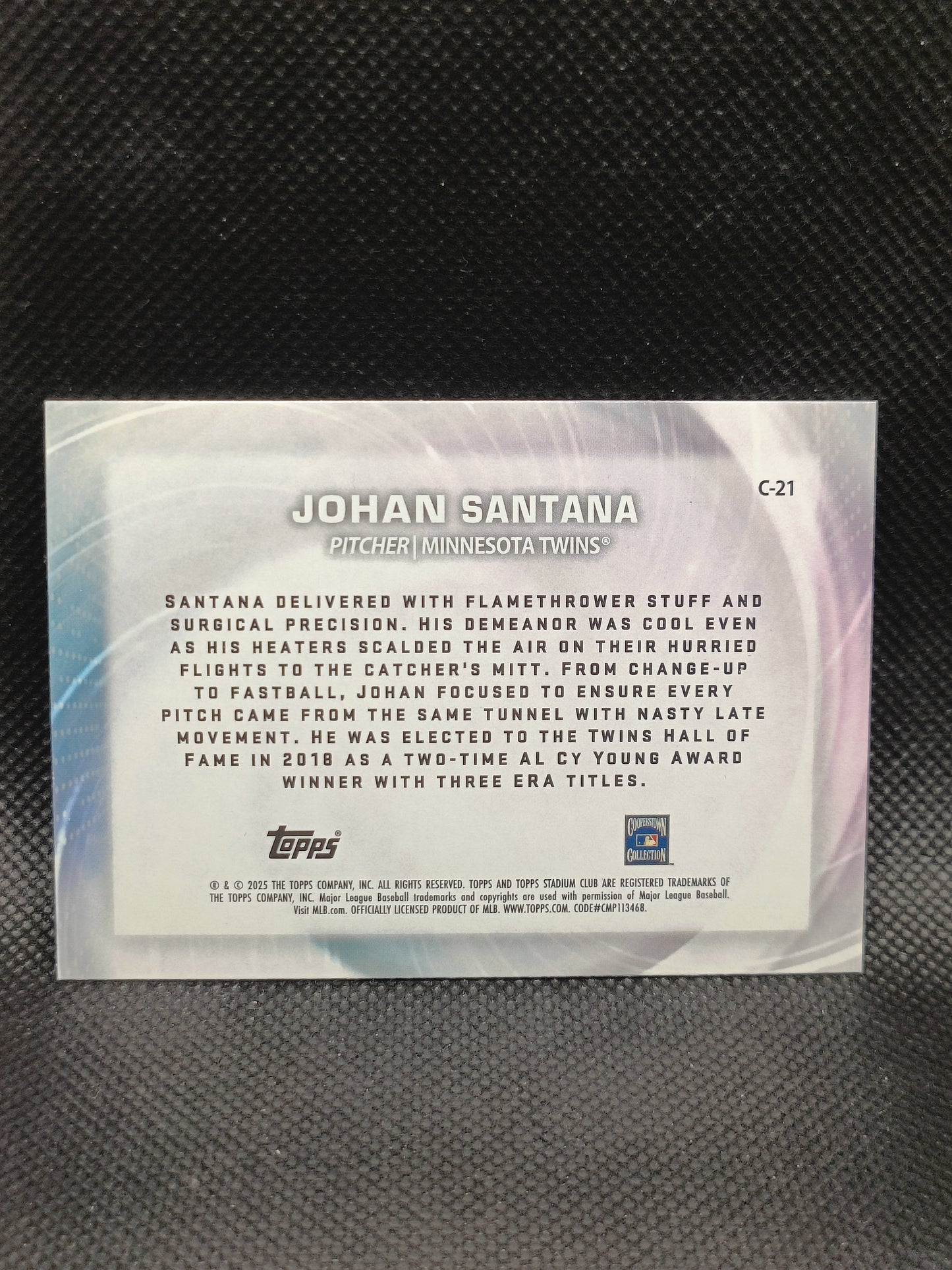 Johan Santana - 2025 Topps Stadium Club Concentration Insert - Minnesota Twins