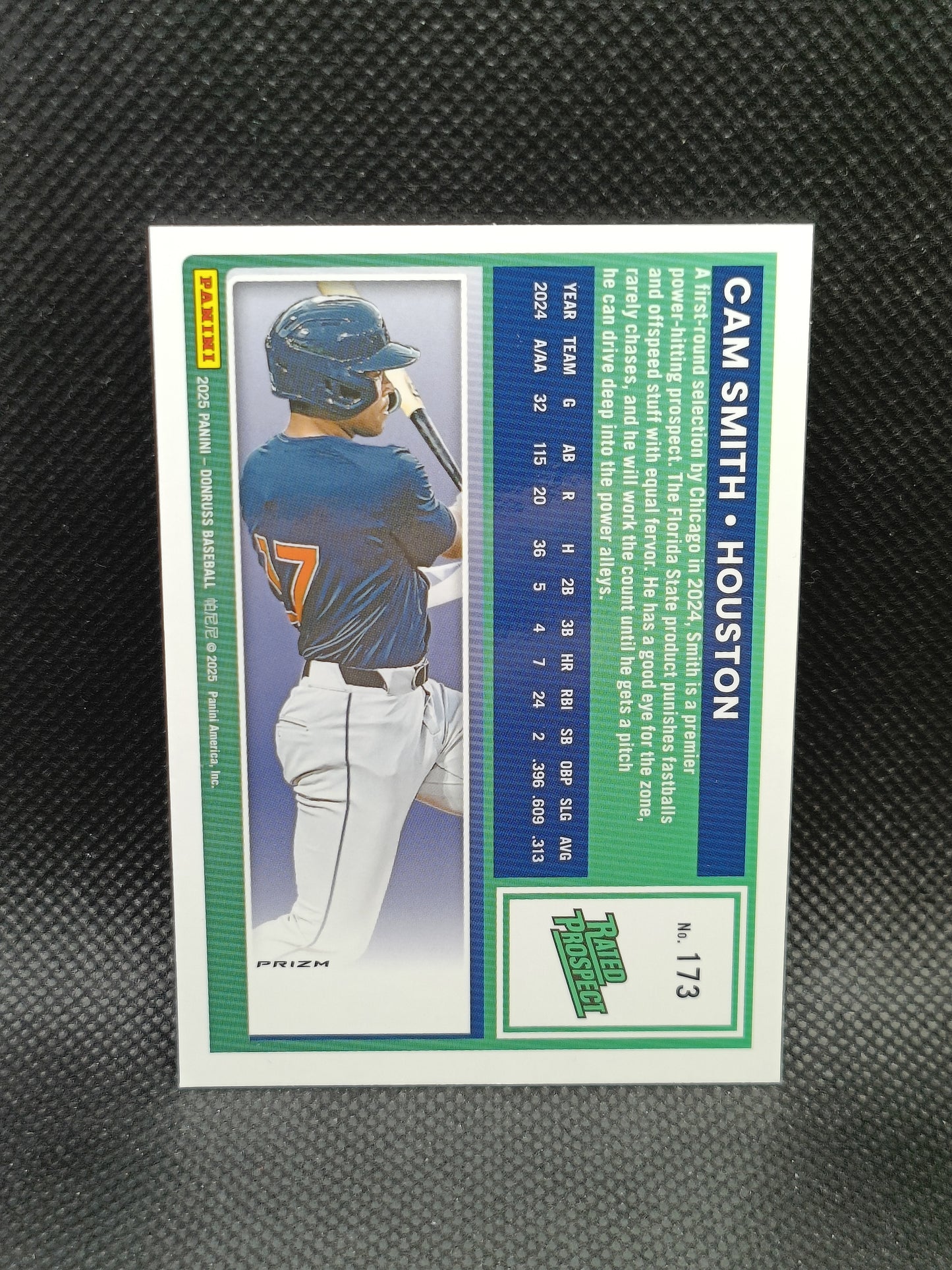 Cam Smith - 2025 Panini Donruss Rated Prospect Black Pandora Optic - Houston Astros