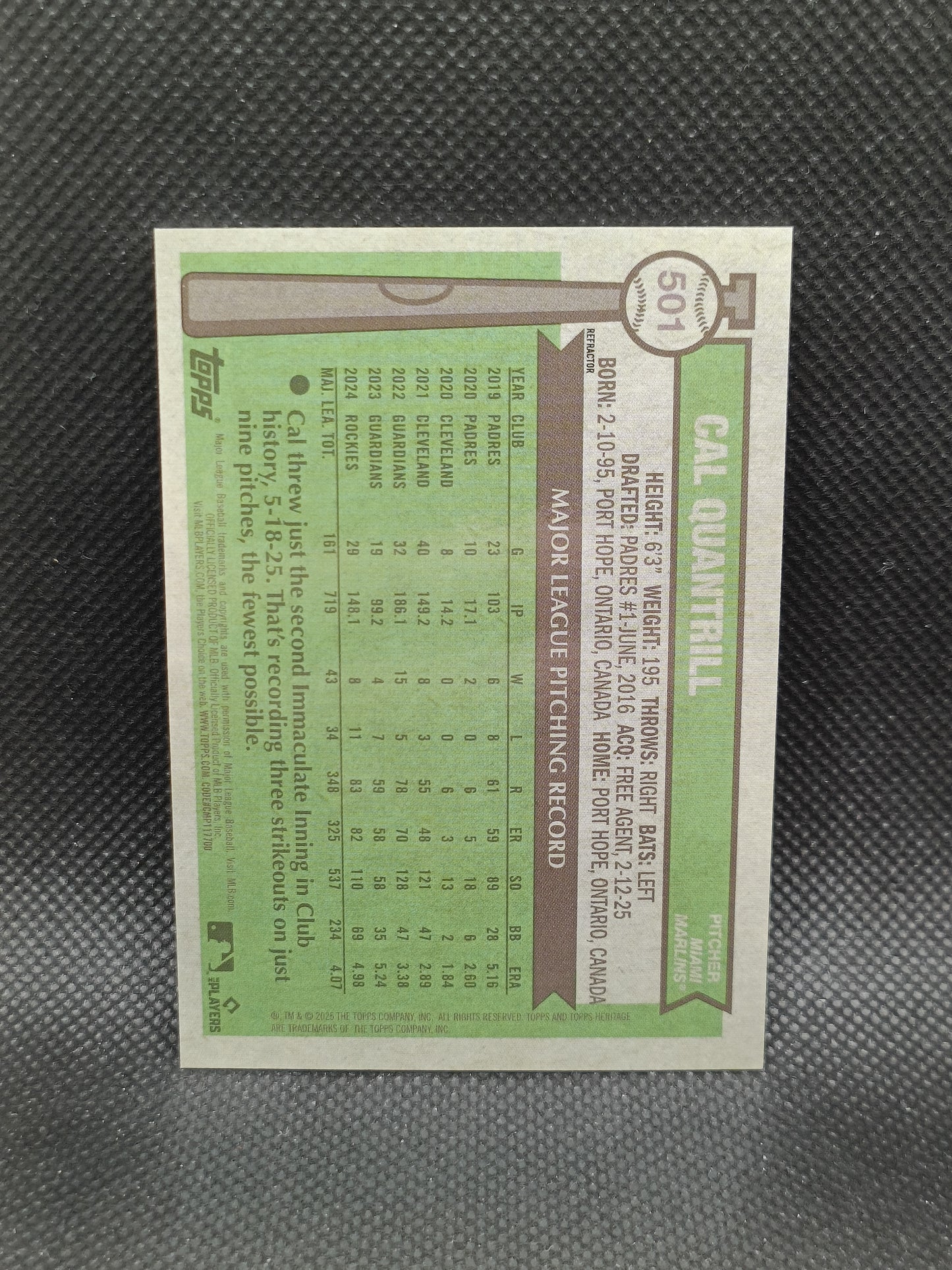 Cal Quantrill - 2025 Topps Heritage High Number Chrome Refractor - Miami Marlins