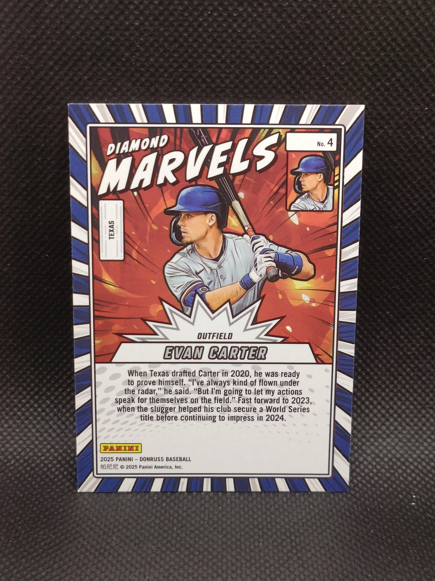 Evan Carter - 2025 Panini Donruss Diamond Marvels - Texas Rangers