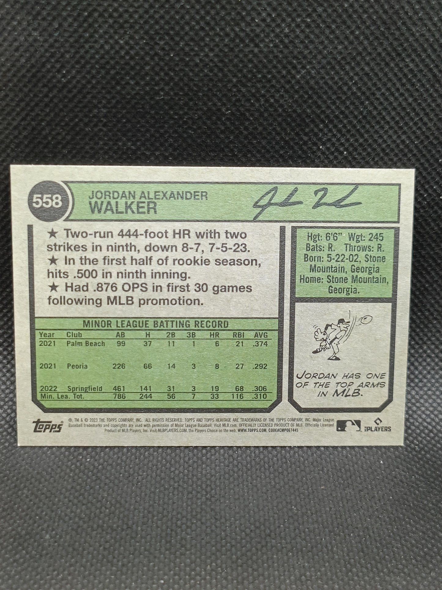 Jordan Walker - 2023 Topps Heritage High Number Rookie - St Louis Cardinals
