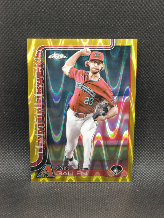 Zac Gallen - 2025 Topps Chrome Gold Raywave Refractor /50 - Arizona Diamondbacks