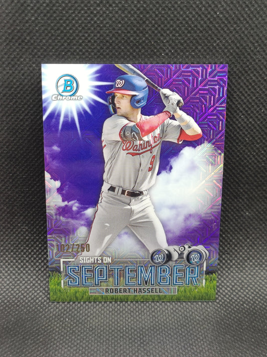 Robert Hassell III - 2023 Bowman Chrome Sights On September Purple Mojo Refractor /250 - Washington Nationals