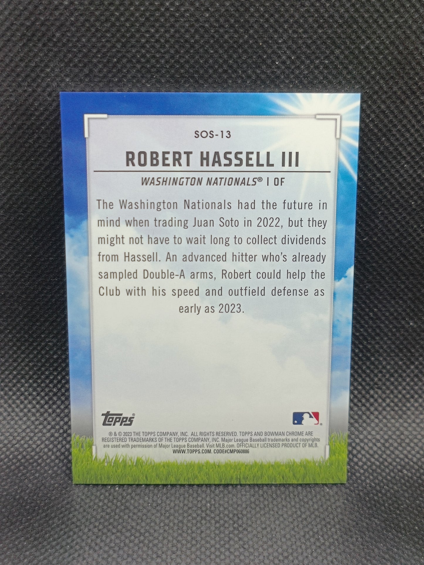 Robert Hassell III - 2023 Bowman Chrome Sights On September Purple Mojo Refractor /250 - Washington Nationals