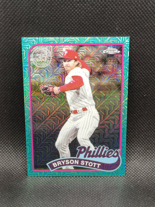 Bryson Stott - 2024 Topps Series Two 1989 Chrome Aqua Mojo Refractor /199 - Philadelphia Phillies