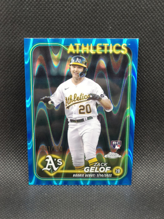 Zack Gelof - 2024 Topps Chrome Update Rookie Debut Blue Raywave Refractor /150 - Oakland Athletics