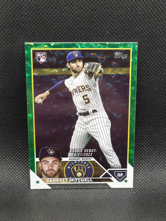 Garrett Mitchell - 2023 Topps Update Series Rookie Debut Green Foil /499 - Milwaukee Brewers