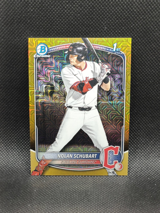 Nolan Schubart - 2025 Bowman Draft Chrome 1st Bowman Gold Mojo /50 - Cleveland Guardians