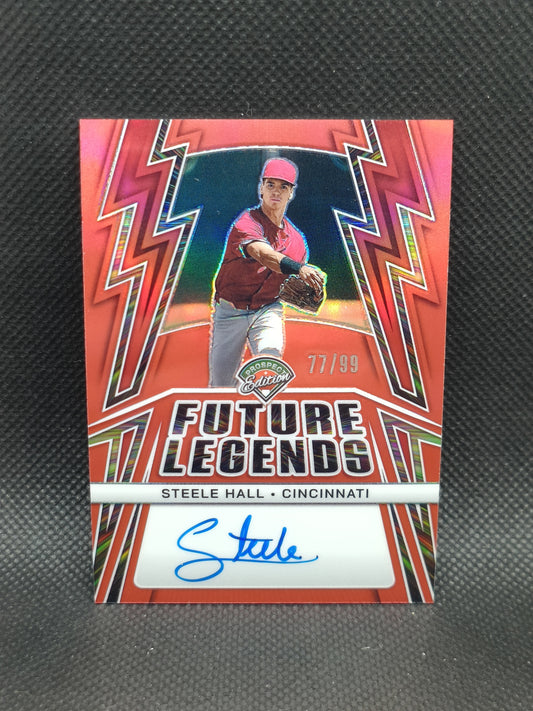 Steele Hall - 2025 Panini Prospect Edition Future Legends Auto Red /99 - Cincinnati Reds
