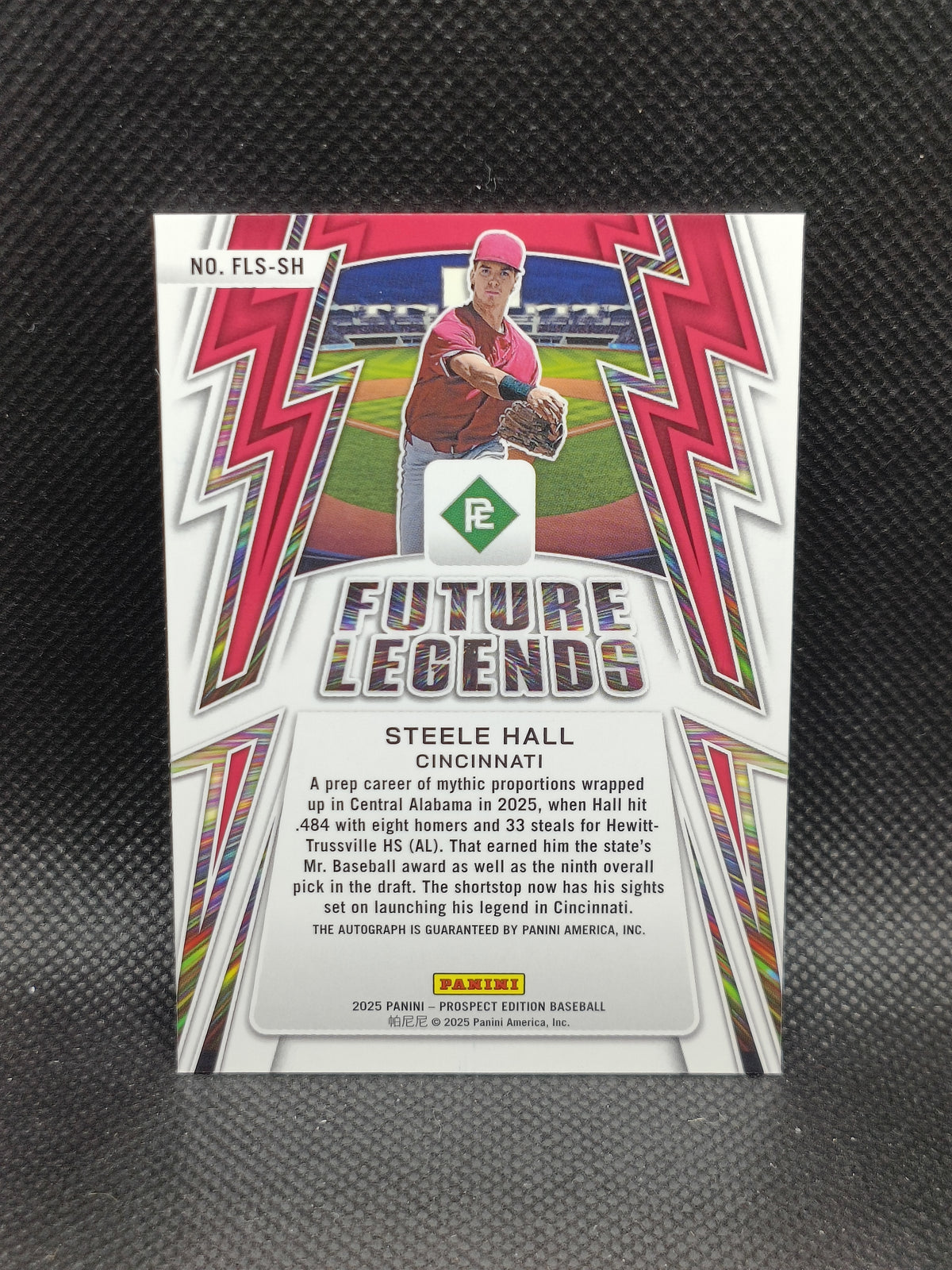 Steele Hall - 2025 Panini Prospect Edition Future Legends Auto Red /99 - Cincinnati Reds
