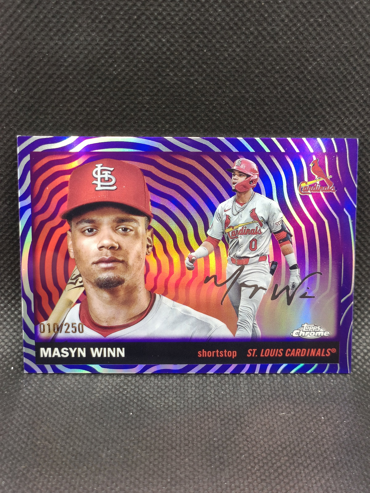 Masyn Winn - 2025 Topps Chrome Platinum Anniversary Purple Vibrations Refractor /250 - St Louis Cardinals