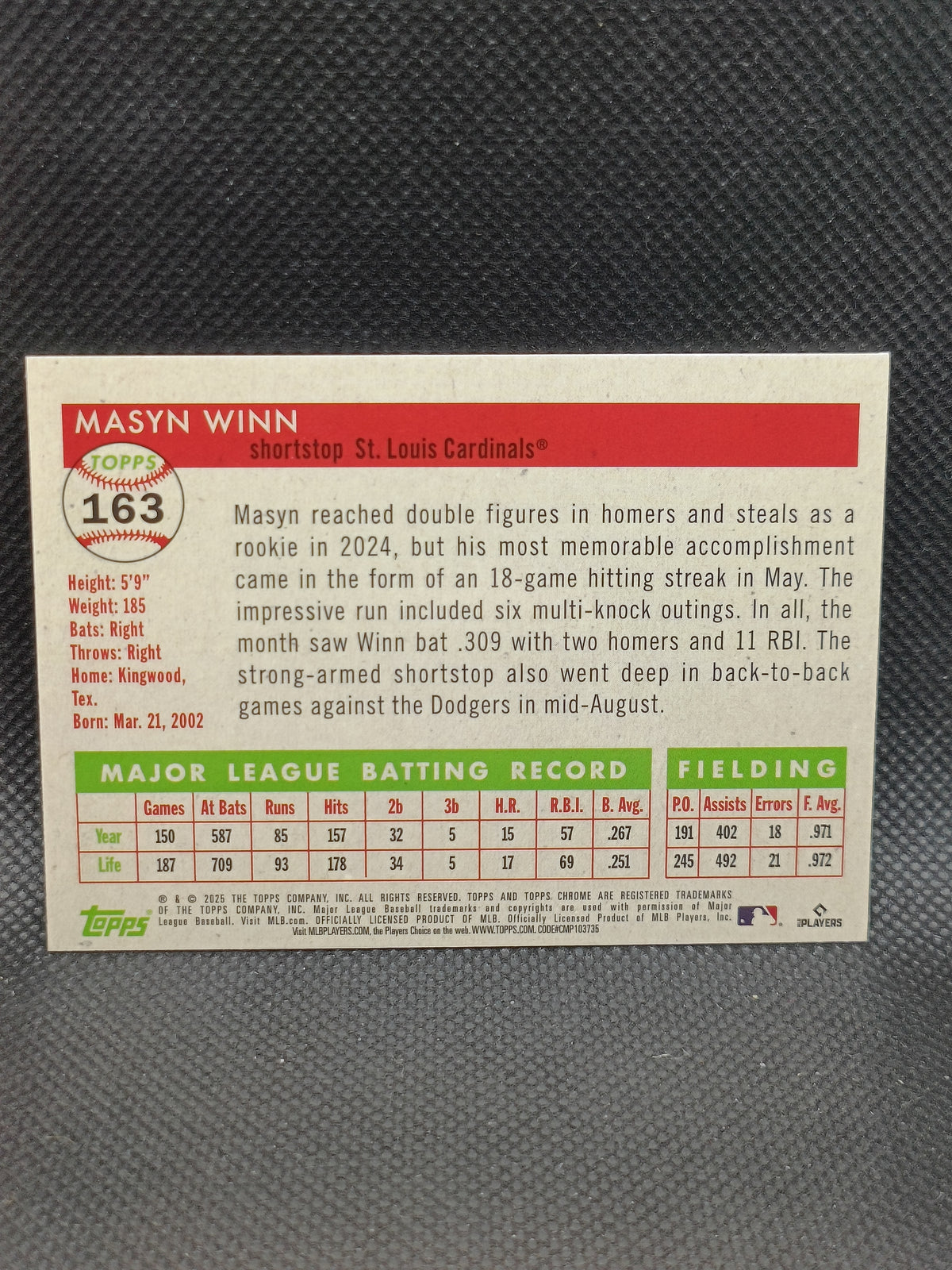 Masyn Winn - 2025 Topps Chrome Platinum Anniversary Purple Vibrations Refractor /250 - St Louis Cardinals