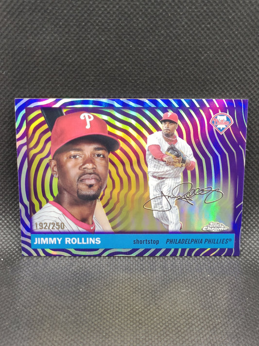 Jimmy Rollins - 2025 Topps Chrome Platinum Anniversary Purple Vibrations Refractor /250 - Philadelphia Phillies