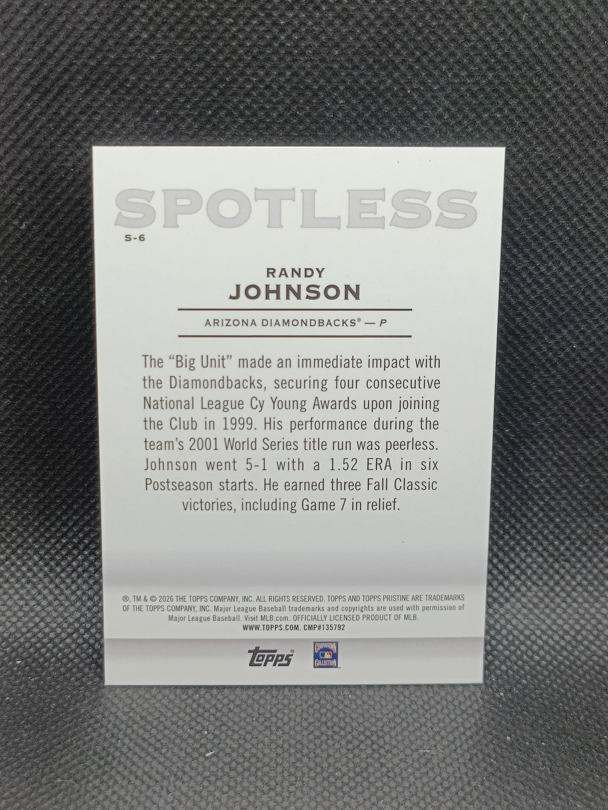 Randy Johnson - 2026 Topps Pristine Spotless - Arizona Diamondbacks