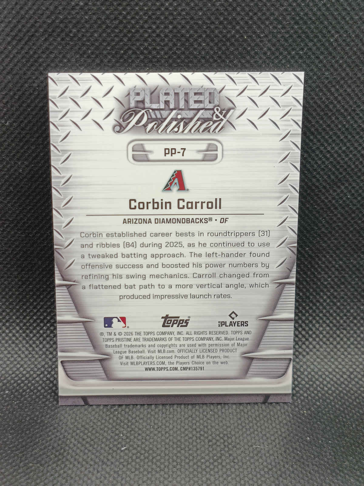 Corbin Carroll - 2026 Topps Pristine Plated & Polished - Arizona Diamondbacks