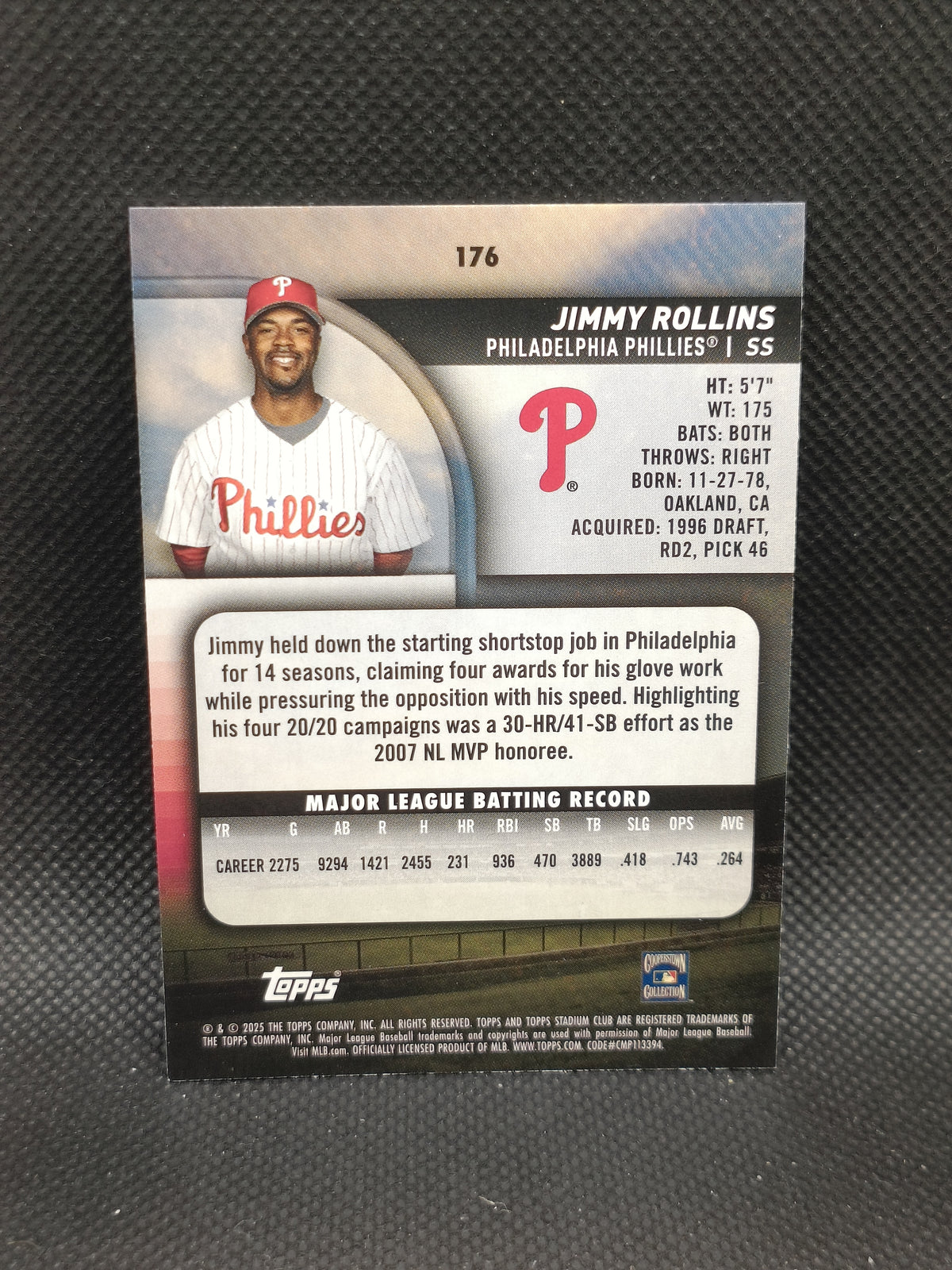 Jimmy Rollins - 2025 Topps Stadium Club Red Foil - Philadelphia Phillies