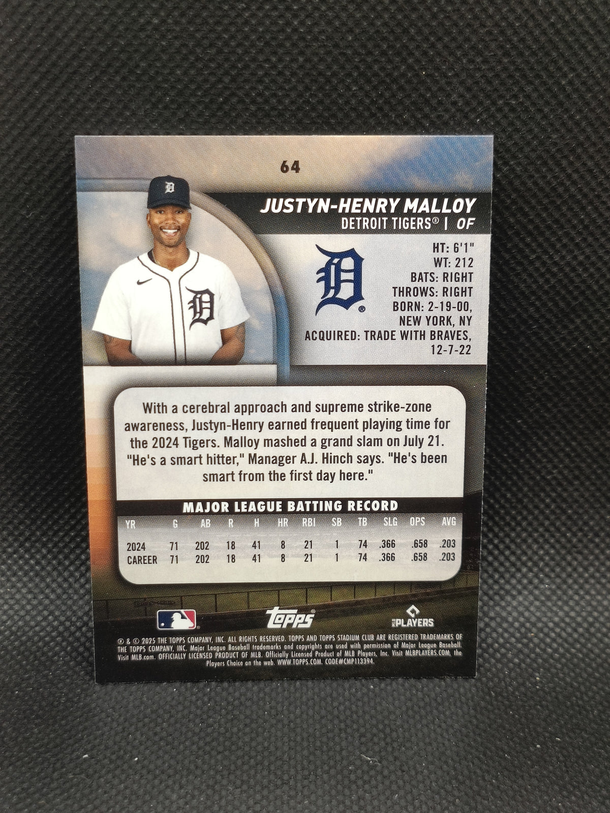 Justyn-Henry Malloy - 2025 Topps Stadium Club Rookie Red Foil - Detroit Tigers