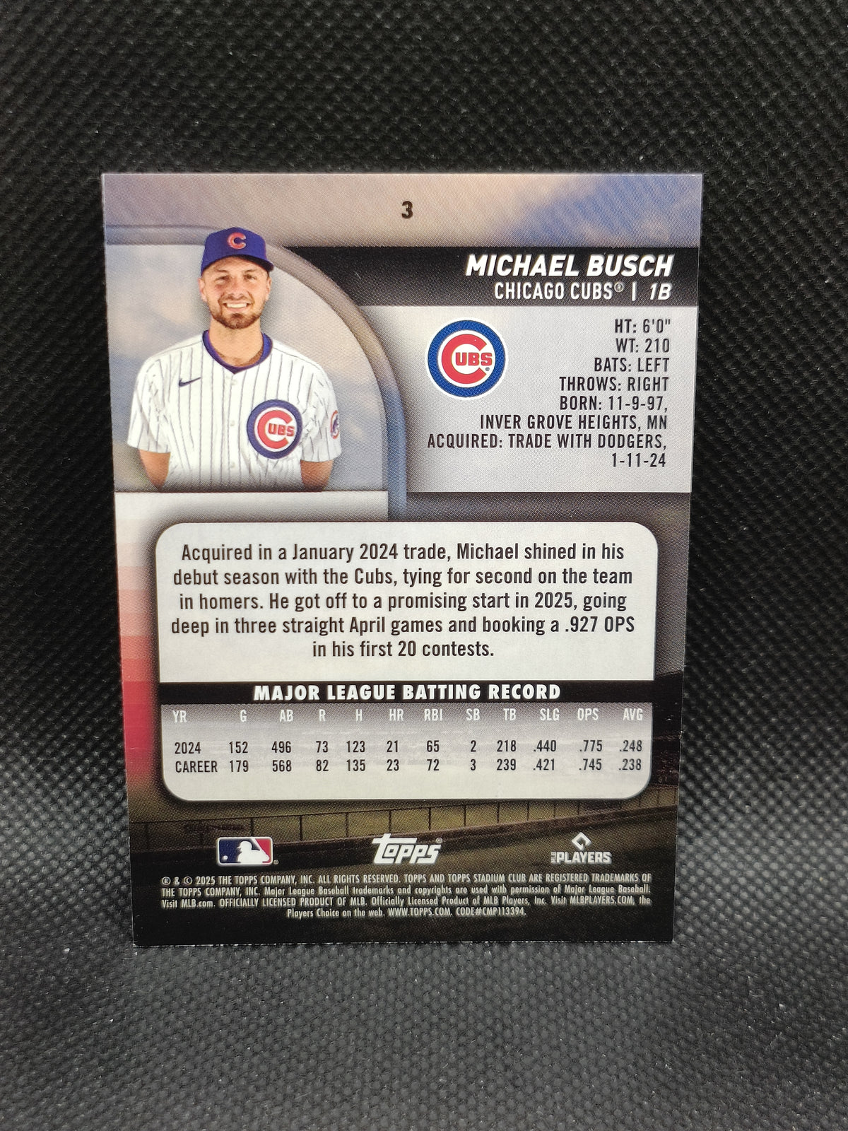 Michael Busch - 2025 Topps Stadium Club Red Foil - Chicago Cubs