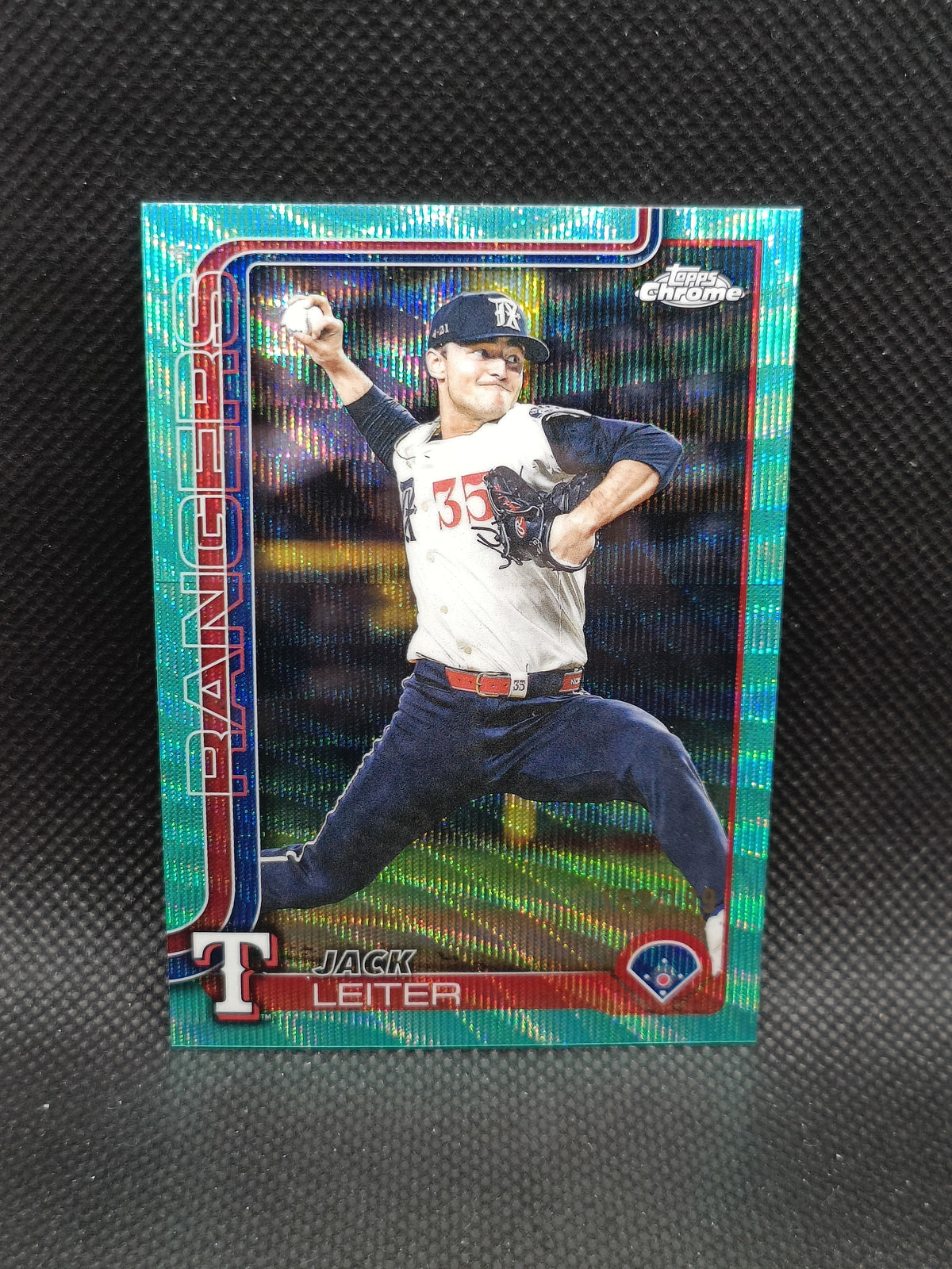 Jack Leiter - 2025 Topps Chrome Update Series Aqua Wave Refractor /199 - Texas Rangers