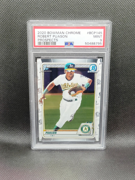 Robert Puason - 2020 Bowman Chrome 1st Bowman - PSA 9 - Oakland Athletics