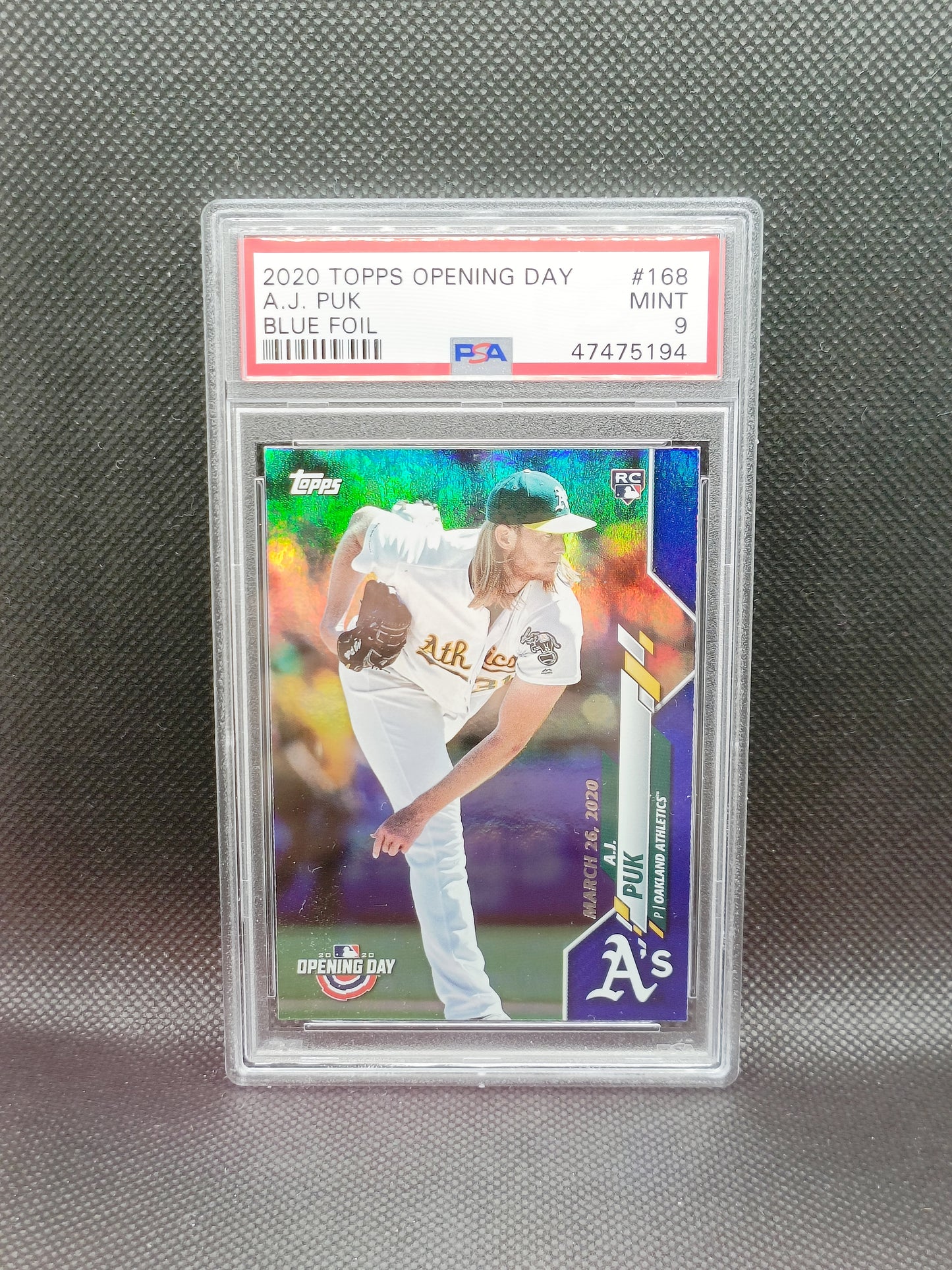 AJ Puk - 2020 Topps Opening Day Rookie Blue Foil - PSA 9 - Oakland Athletics