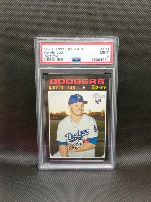 Gavin Lux - 2020 Topps Heritage Action Rookie - PSA 9 - LA Dodgers