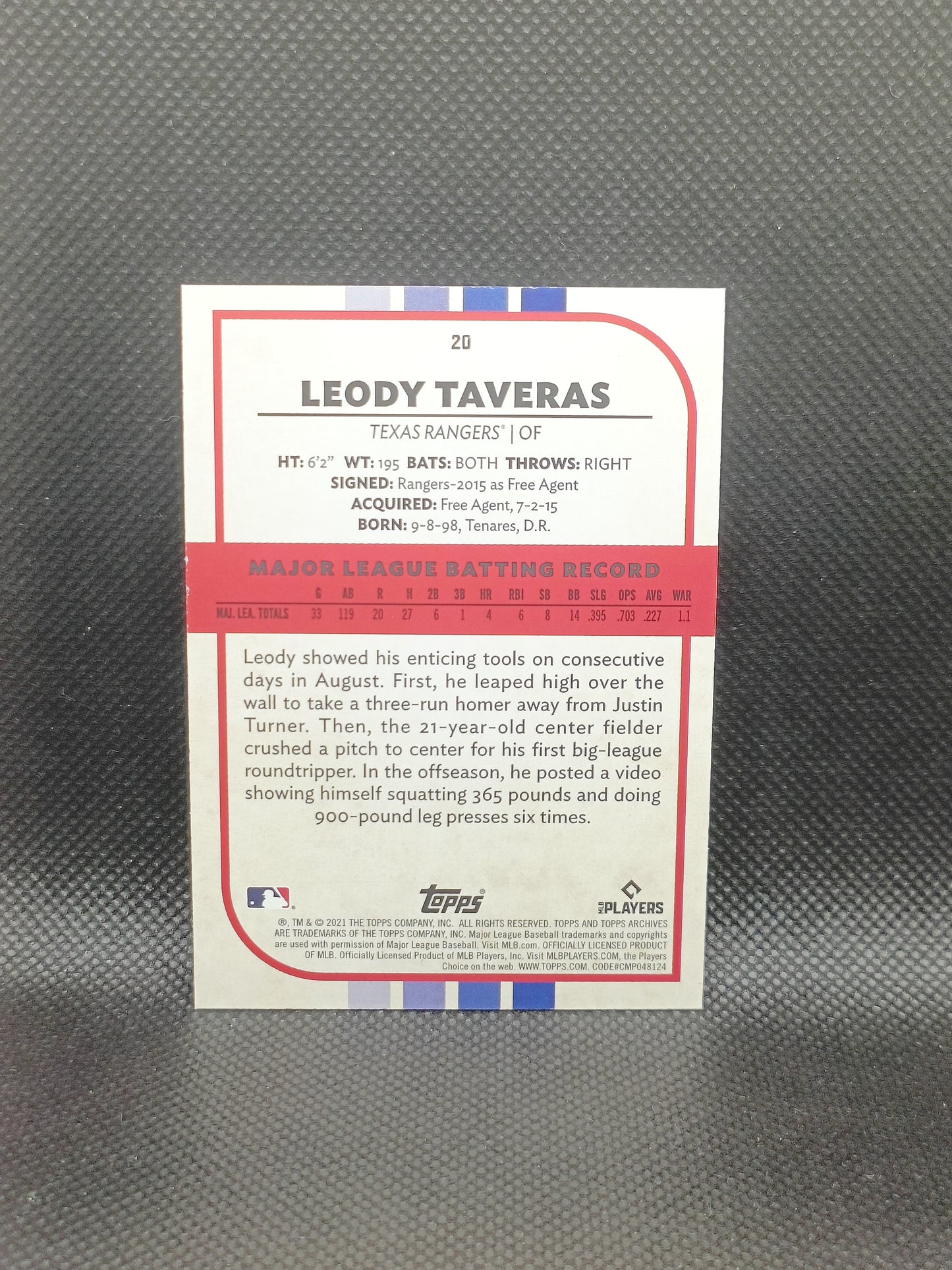Leody Taveras - 2021 Topps Archives Snapshots Rookie Black & White - Texas Rangers