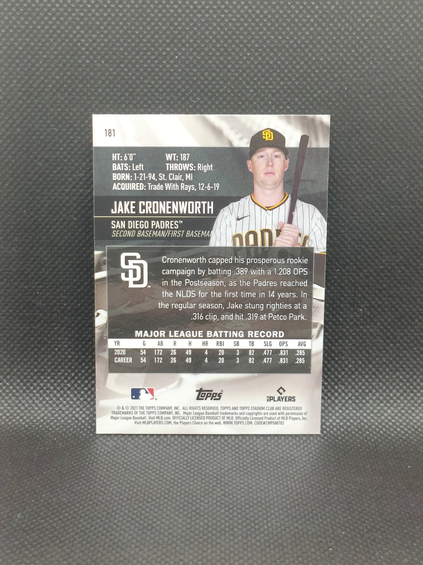 Jake Cronenworth - 2021 Topps Stadium Club Chrome Rookie - San Diego Padres