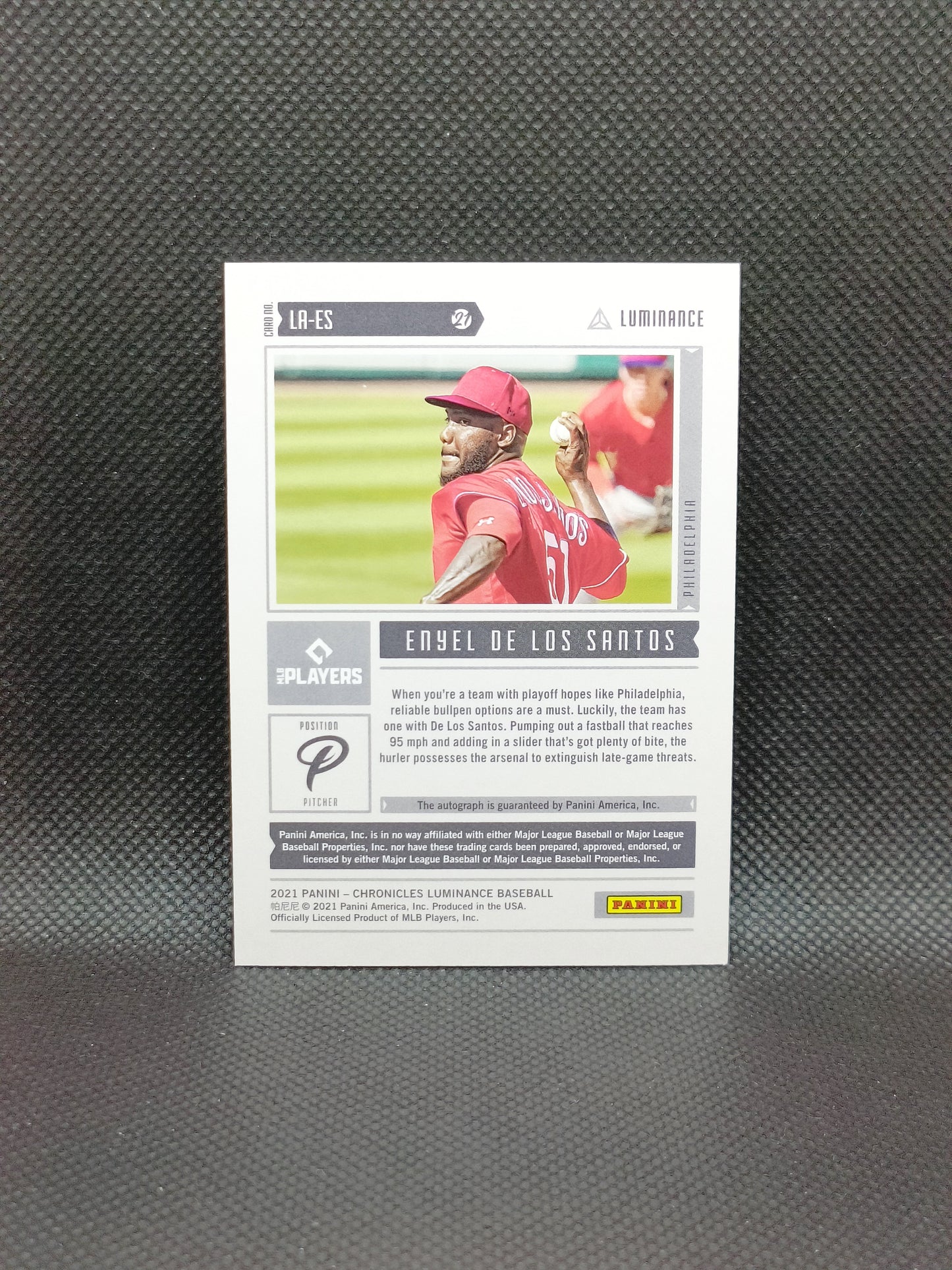 Enyel De Los Santos - 2021 Panini Chronicles Luminance Auto - Philadelphia Phillies