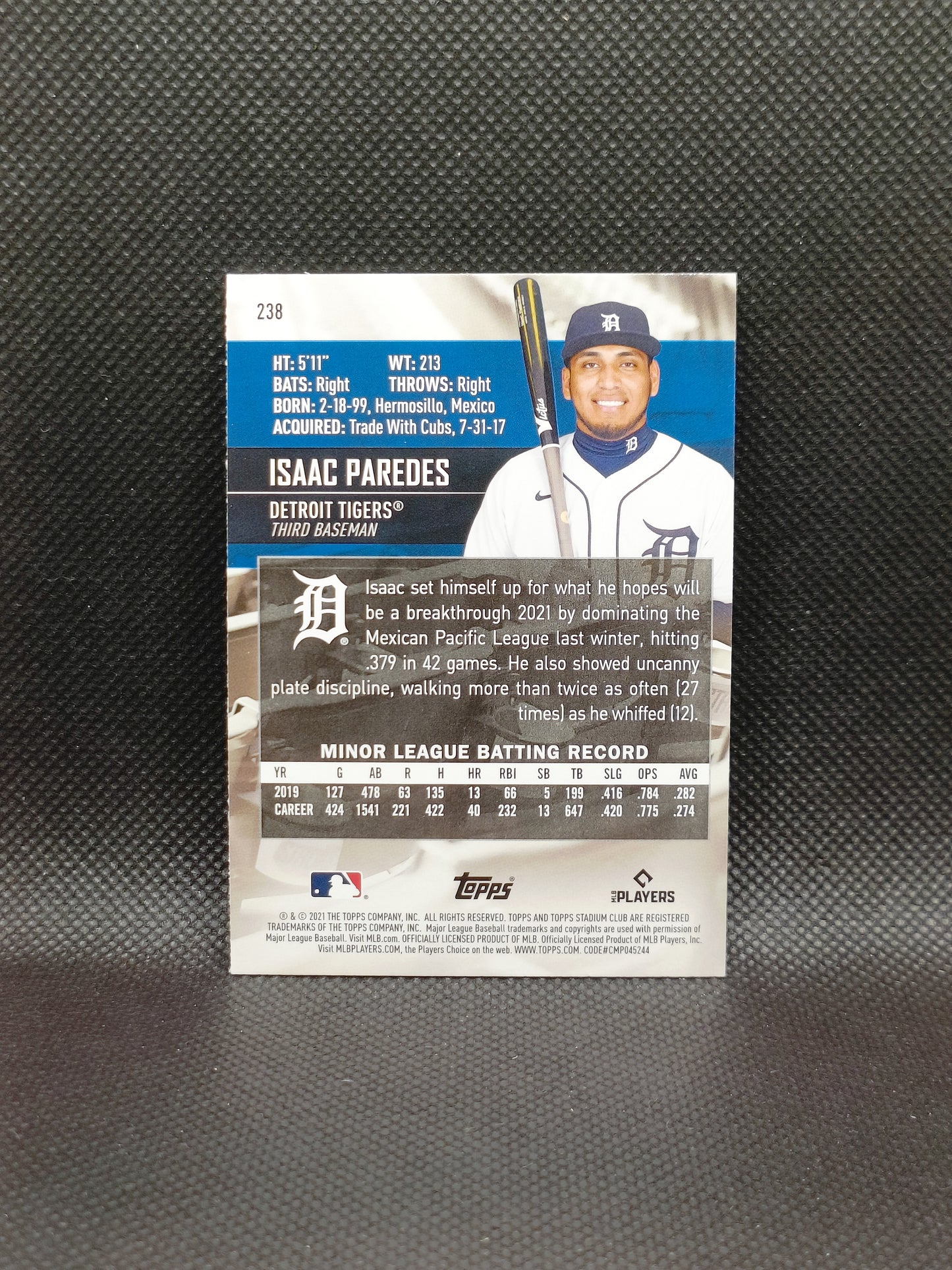 Isaac Paredes - 2021 Topps Stadium Club Rookie Sepia - Detroit Tigers